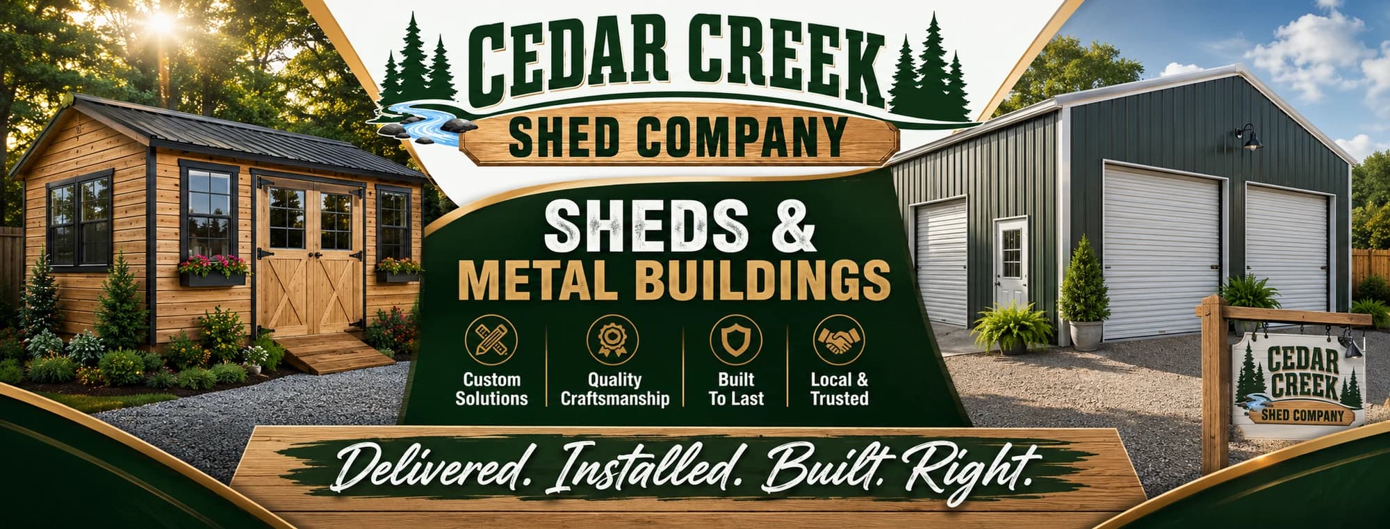 Cedar Creek Shed Company — Sheds & Metal Buildings. Delivered. Installed. Built Right.